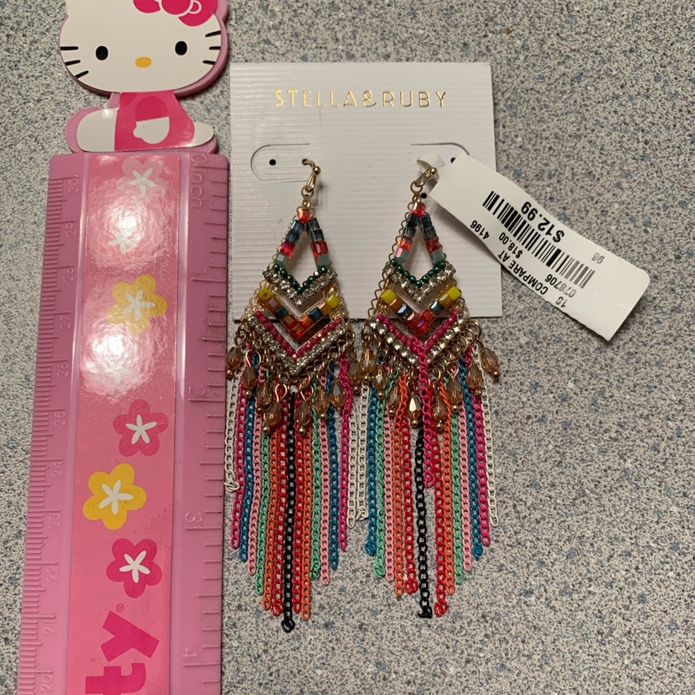 Colorful long earrings - Picture 3 of 3
